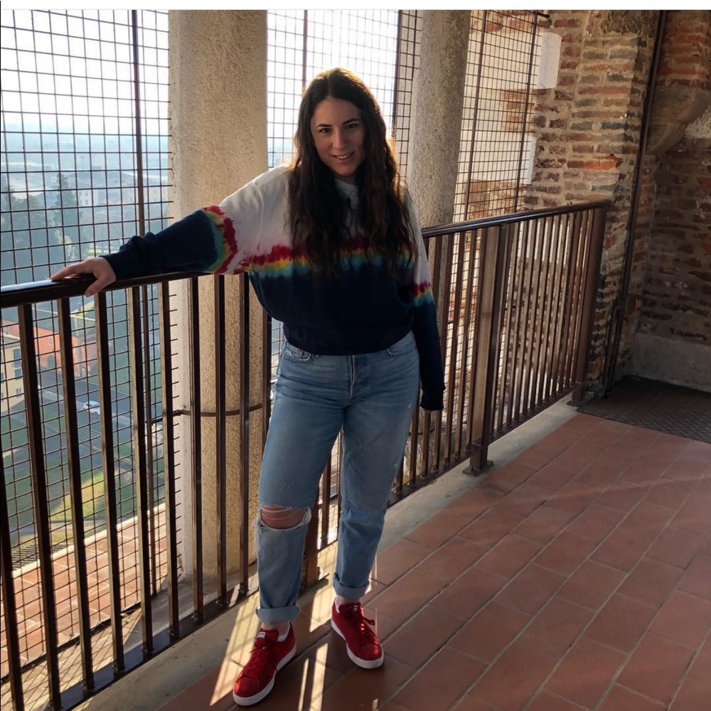 RE DONE RAINBOW TIE DYE SWEATSHIRT